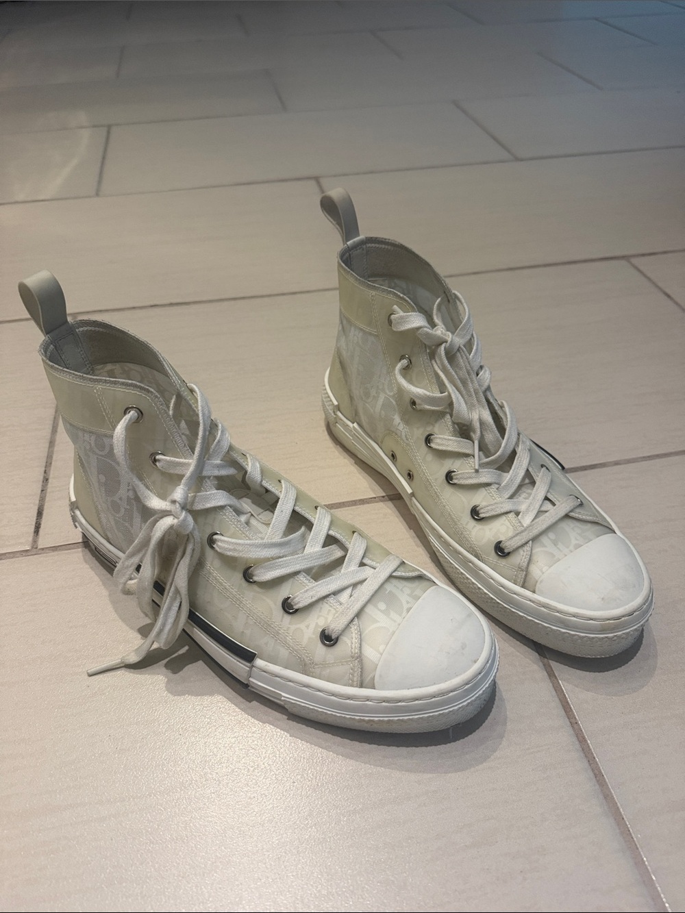 Dior Women's White Lace-Up High-Top Boots